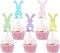 40PCS Easter Bunny Cupcake Toppers – 5 Colors, 3.5"x13.5" for Party Cake Decorations